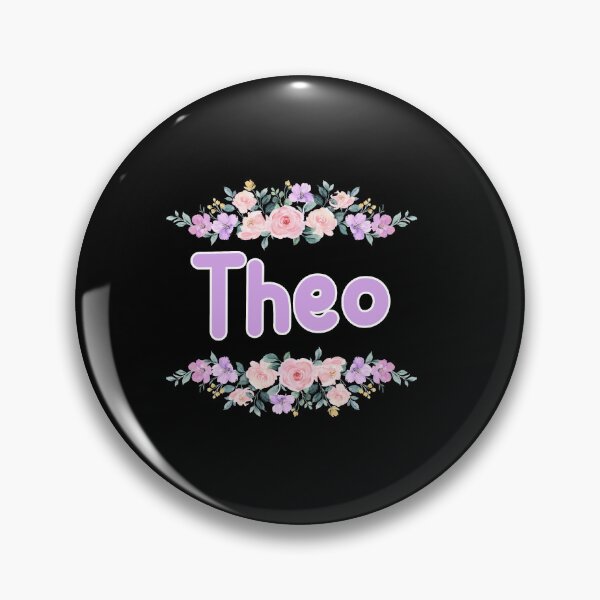 Item preview, Purple Flower Theo Name Label (Black) designed and sold by NormadWorld.