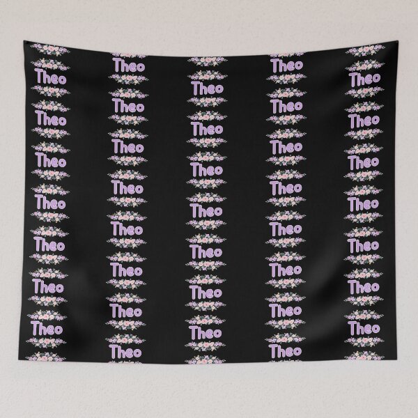 Item preview, Purple Flower Theo Name Label (Black) designed and sold by NormadWorld.