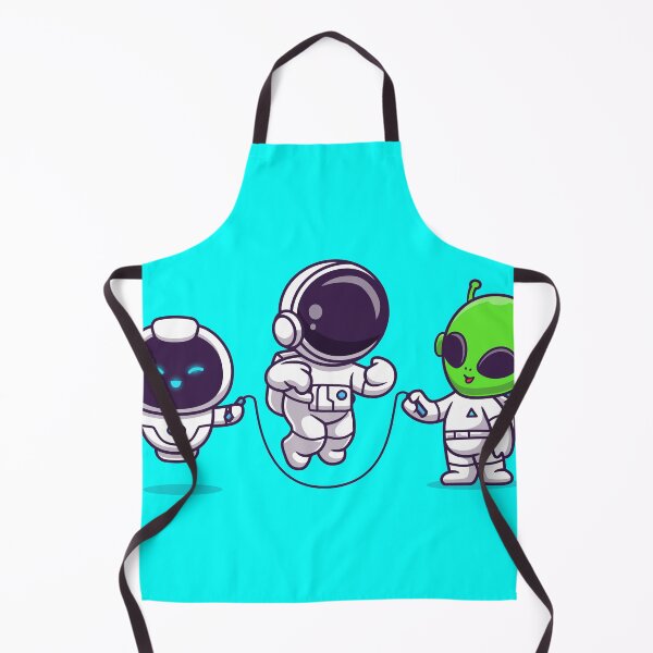 Item preview, Interstellar Playtime: Cute Astronaut Jumps Rope with Alien and Robot designed and sold by hjian8219.