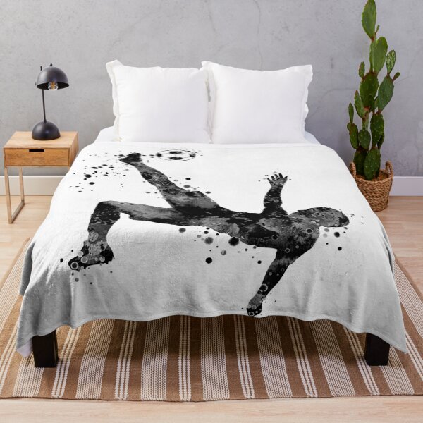 Item preview, Boy Soccer Player Bicycle Kick Black and White Painting designed and sold by LotusGifts.