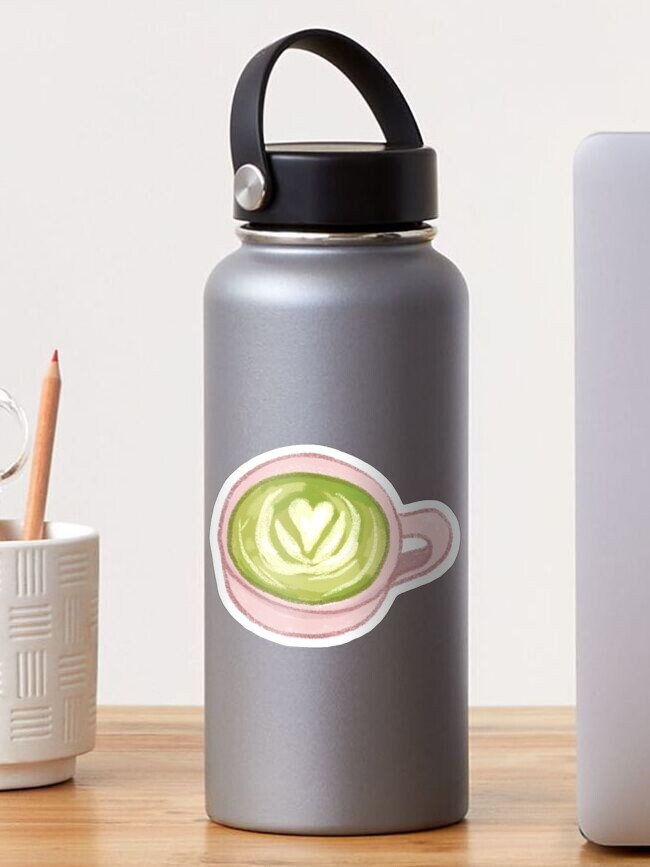 Thumbnail 1 of 3, Sticker, heart matcha latte designed and sold by sunnyaesthetic.