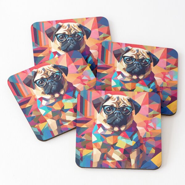 Item preview, abstract art pug wearing glasses - Wayne the bookworm designed and sold by DanielLau Creations.