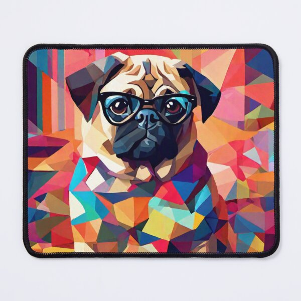 Item preview, abstract art pug wearing glasses - Wayne the bookworm designed and sold by DanielLau Creations.