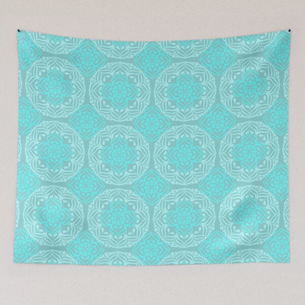 Item preview, Flower Faces in Light Blue and Aqua designed and sold by KathyLav.