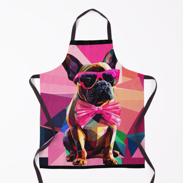 Item preview, abstract art frenchie wearing a pink bow - Kiki my furry sister playing dress up. designed and sold by DanielLau Creations.