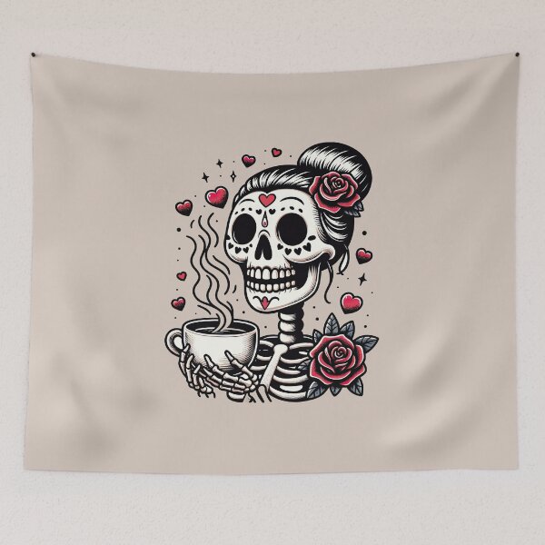 Item preview, Valentines Day Skeleton Drinking Coffee Skeleton Heart Valentines Day Cool Bones Love T-Shirt designed and sold by MAPDDesigns.