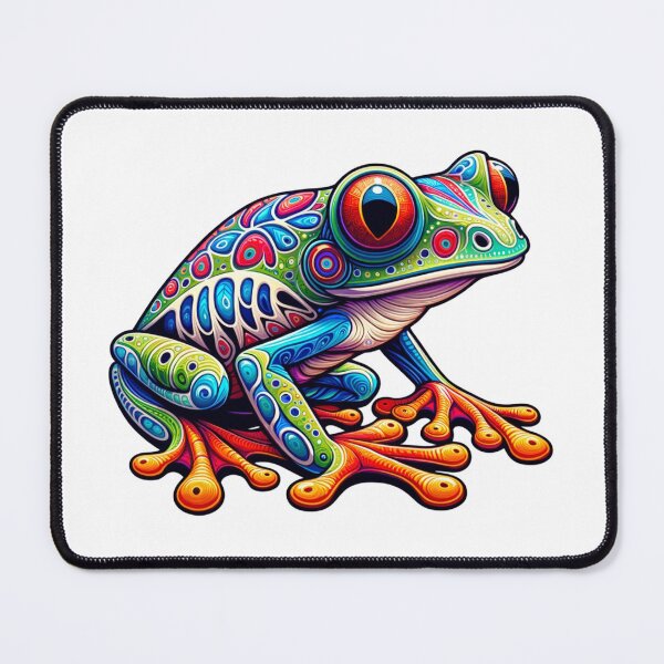 Item preview, Alebrije style vividly colored Tree Frog with intricate patterns and surreal features  designed and sold by TheScruffyGoose.
