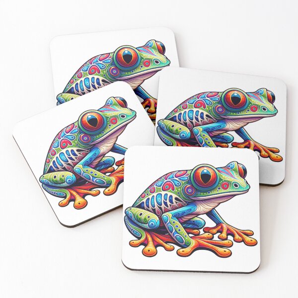Item preview, Alebrije style vividly colored Tree Frog with intricate patterns and surreal features  designed and sold by TheScruffyGoose.