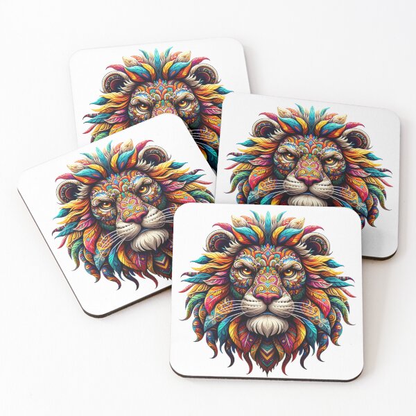 Item preview,  Vivid and lively Proud Lion in Alebrije style  with a patchwork of ornate designs. designed and sold by TheScruffyGoose.