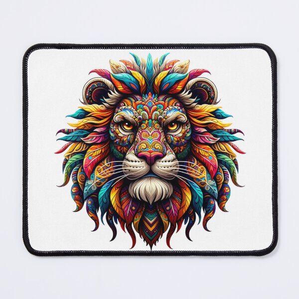 Item preview, Vivid and lively Proud Lion in Alebrije style with a patchwork of ornate designs. designed and sold by TheScruffyGoose.
