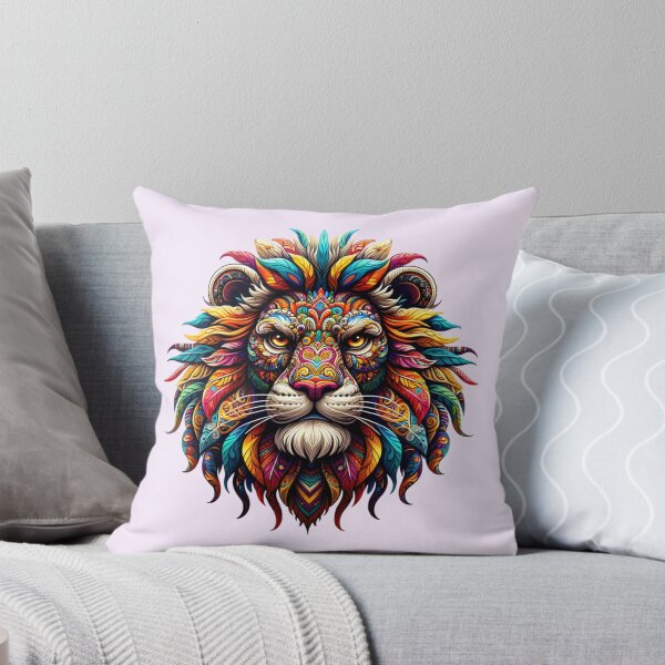 Item preview,  Vivid and lively Proud Lion in Alebrije style  with a patchwork of ornate designs. designed and sold by TheScruffyGoose.
