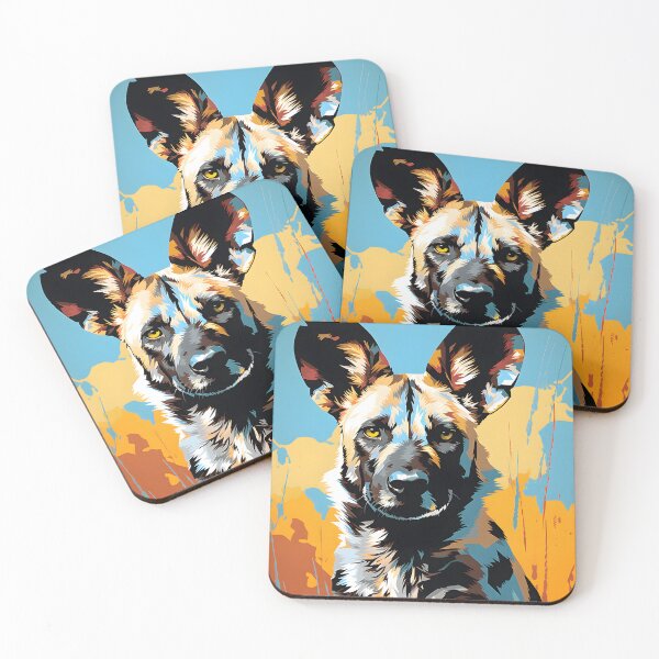 Item preview, Wild Dog portrait art. animal colorful. Animal throw pillow.  designed and sold by formform.