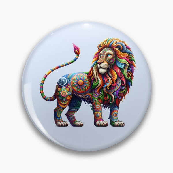 Item preview, Alebrije style Stunning Lion with Whimsical fusion of bold, psychedelic patterns. designed and sold by TheScruffyGoose.