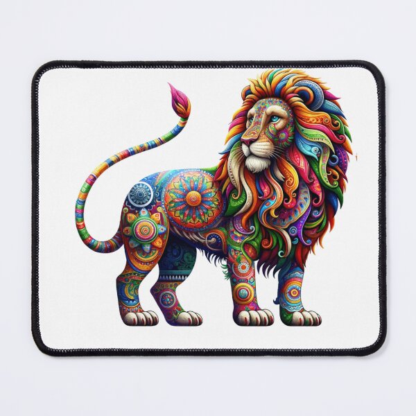 Item preview, Alebrije style Stunning Lion with Whimsical fusion of bold, psychedelic patterns. designed and sold by TheScruffyGoose.