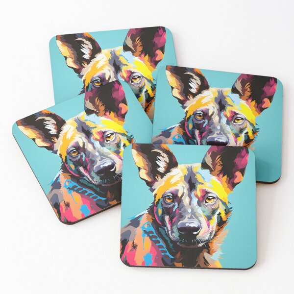 Item preview, Wild Dog portrait art. animal colorful. Animal throw pillow.  designed and sold by formform.