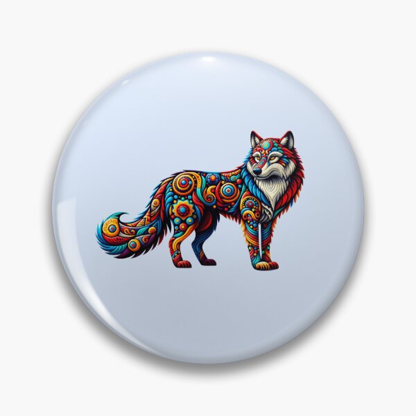 Item preview, Alebrije style Wolf with Whimsical fusion of bold, psychedelic patterns. designed and sold by TheScruffyGoose.