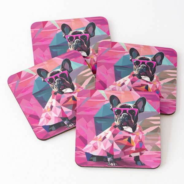 Item preview, abstract art frenchie pink - Kiki getting ready for her walks in the rain designed and sold by DanielLau Creations.
