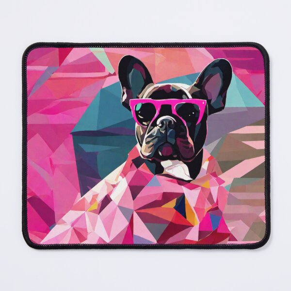 Item preview, abstract art frenchie pink - Kiki getting ready for her walks in the rain designed and sold by DanielLau Creations.