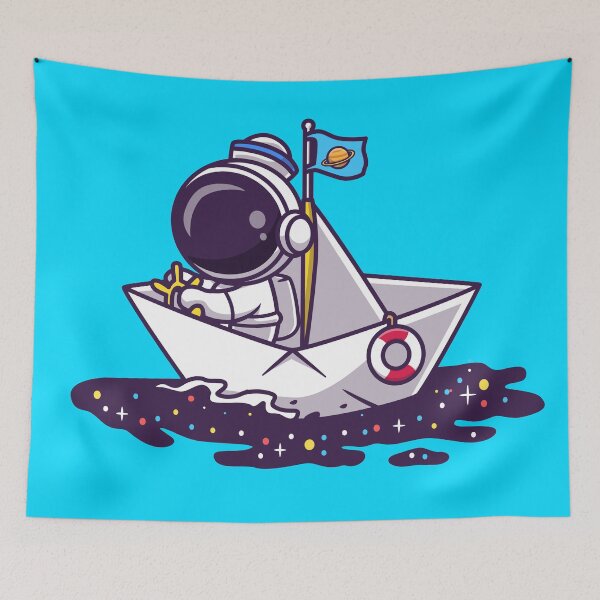 Item preview, Paper Boat Odyssey: Cute Astronaut Sails Through Space designed and sold by hjian8219.
