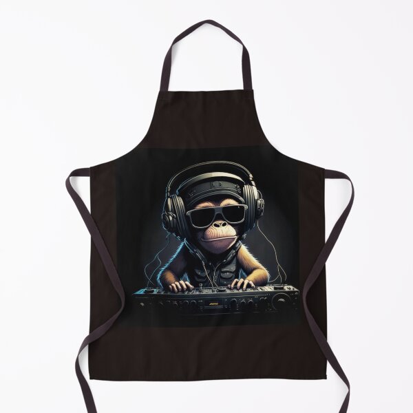 Item preview, DJ Monkey with neon glow and mixer/ CDJ. designed and sold by Grin.
