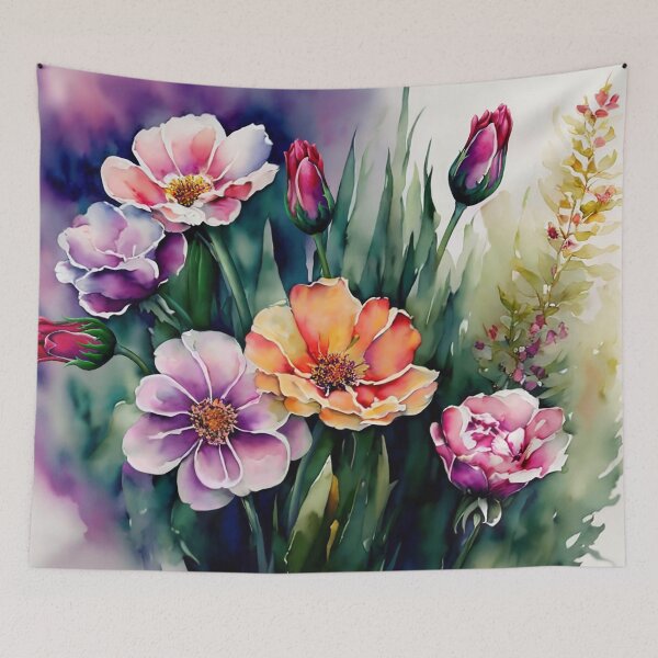 Item preview, Garden Bouquet - watercolor roses and windflowers designed and sold by Kestrelle.