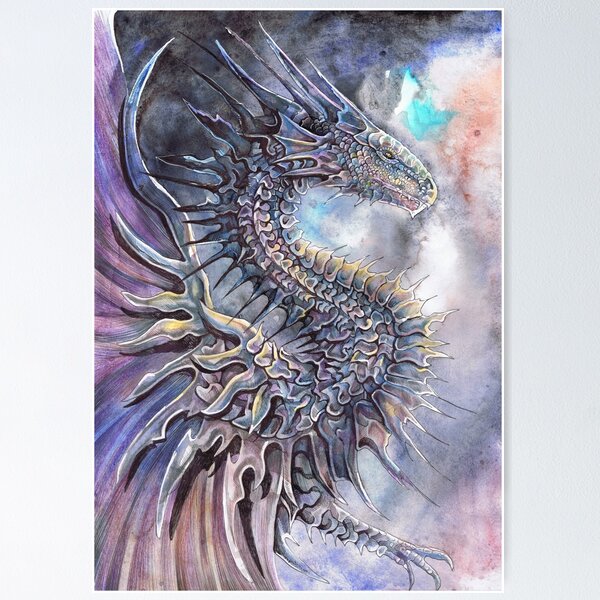 Dark Fire Dragon Art Print for Sale by Dawn Paws