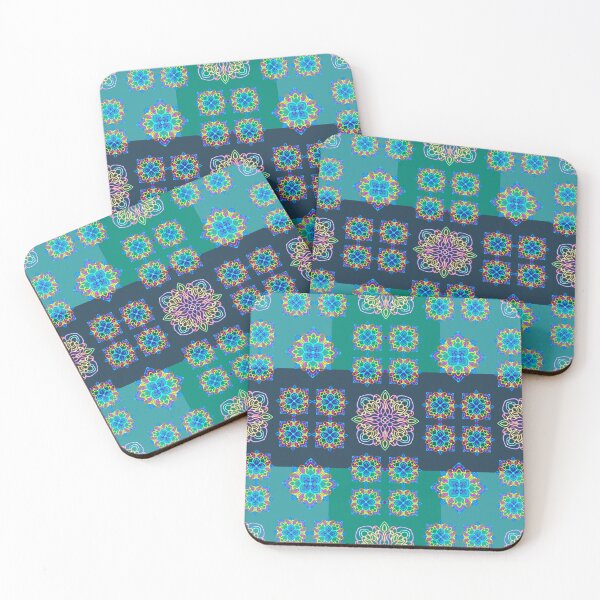 Item preview, Seamless flowers and geometric shapes in oriental green colors designed and sold by Chattakan.