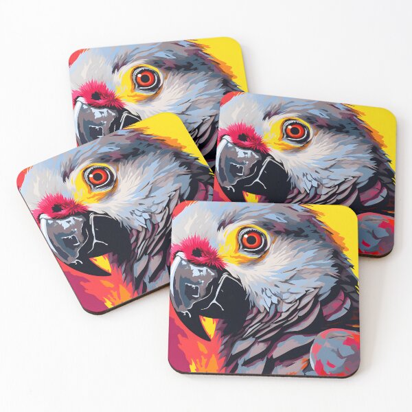 Item preview, Grey Parrot portrait art. animal colorful. Animal throw pillow.  designed and sold by formform.