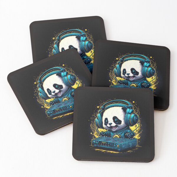Item preview, DJ Panda with neon glow and mixer/ CDJ. designed and sold by Grin.