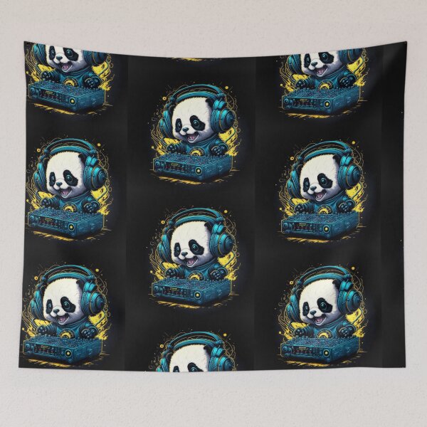 Item preview, DJ Panda with neon glow and mixer/ CDJ. designed and sold by Grin.