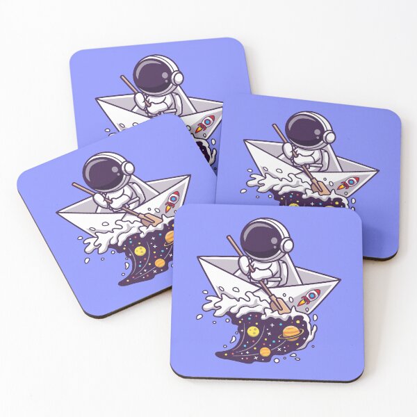 Item preview,  "Galactic Paddle: Cute Astronaut Navigating Paper Boat in Space Waves" designed and sold by hjian8219.