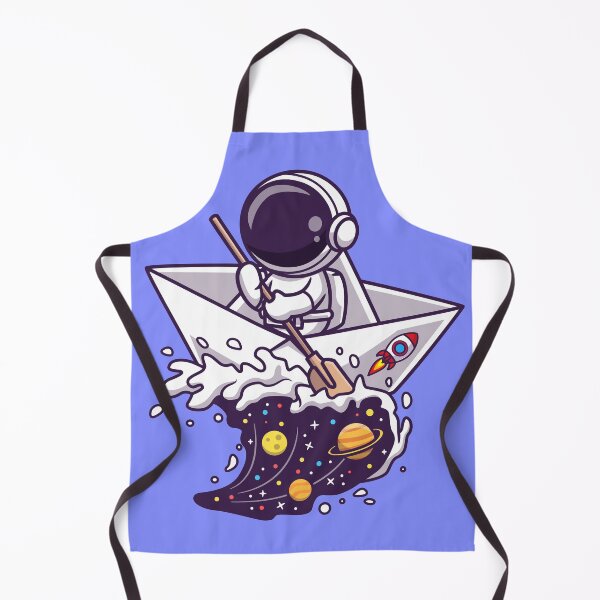 Item preview, "Galactic Paddle: Cute Astronaut Navigating Paper Boat in Space Waves" designed and sold by hjian8219.