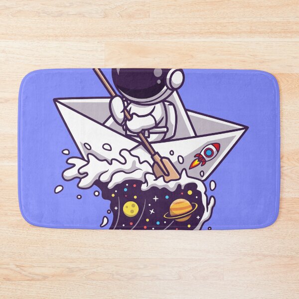Item preview,  "Galactic Paddle: Cute Astronaut Navigating Paper Boat in Space Waves" designed and sold by hjian8219.