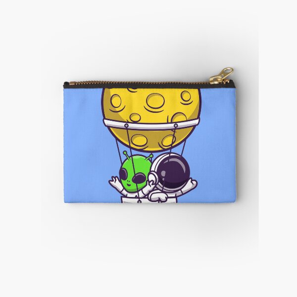 Item preview, Celestial Float: Cute Astronaut and Alien Soar with Moon Balloon designed and sold by hjian8219.