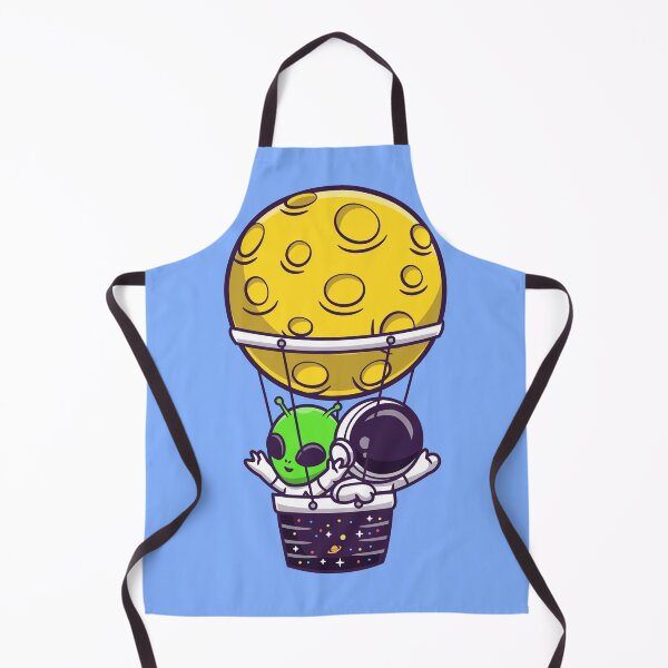Item preview, Celestial Float: Cute Astronaut and Alien Soar with Moon Balloon designed and sold by hjian8219.