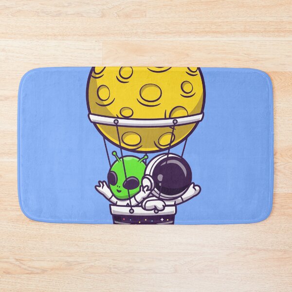 Item preview, Celestial Float: Cute Astronaut and Alien Soar with Moon Balloon designed and sold by hjian8219.