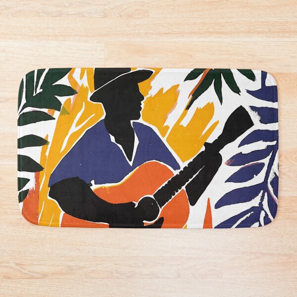 Item preview, Jazz Musician Warming Up, Colorful Linocut Linoprint Exotic Vivid Colors designed and sold by PrintShangri-La.