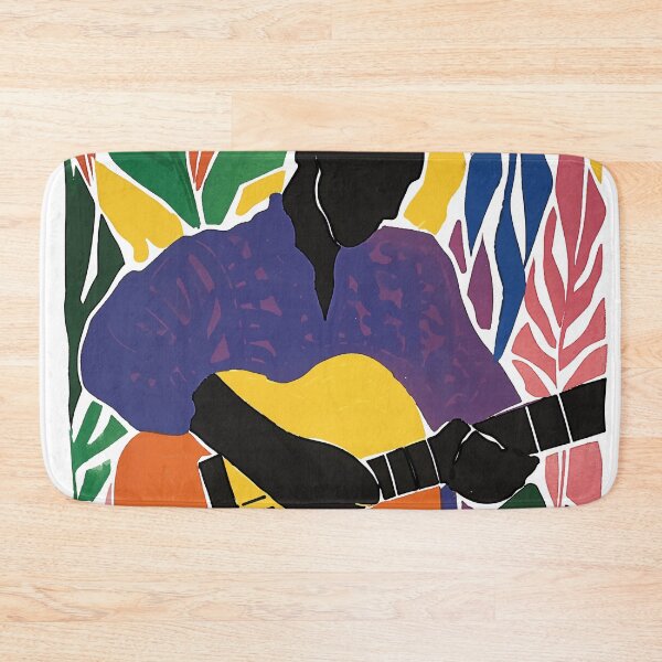 Item preview, Jazz Musician Warming Up, Colorful Linocut Linoprint Exotic Vivid Colors designed and sold by PrintShangri-La.