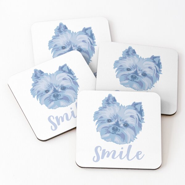 Item preview, DuFauna Blue Yorkie Joyful Smile White Background designed and sold by DuFauna.