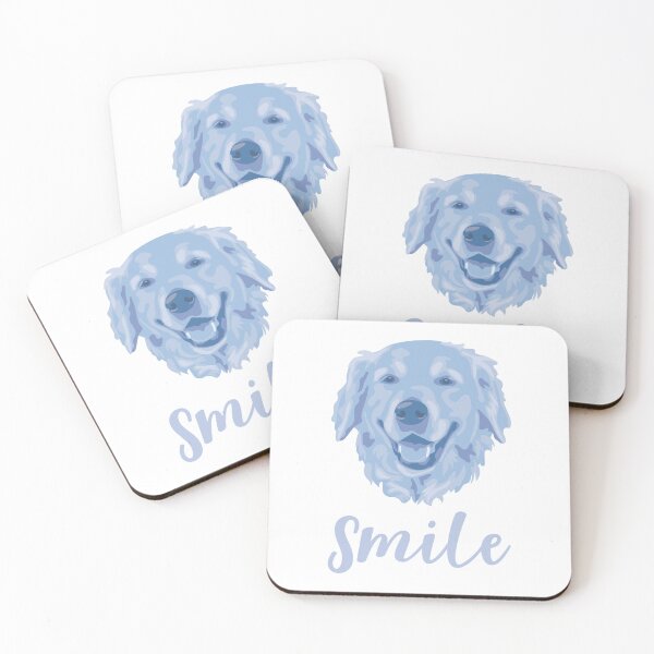 Item preview, DuFauna Blue Golden Retriever Joyful Smile White Background designed and sold by DuFauna.