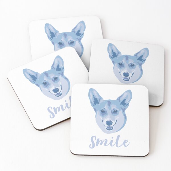 Item preview, DuFauna Blue Corgi Joyful Smile White Background designed and sold by DuFauna.