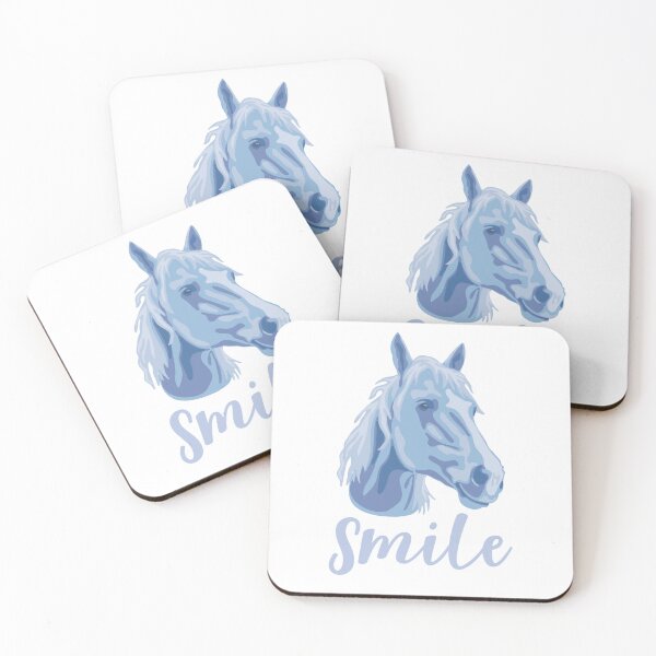 Item preview, DuFauna Blue Horse Joyful Smile White Background designed and sold by DuFauna.