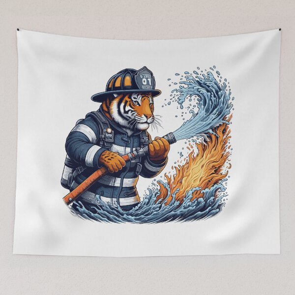 Item preview, Fire department tiger gift designed and sold by Pineapple-Tree.