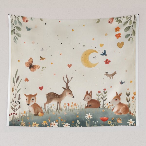 Item preview, Flowers, wild animals - for cute children's rooms designed and sold by FlowersColorful.