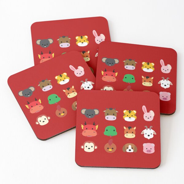 Item preview, Conjunto de dibujos animados de iconos de caras de animales - Zodíaco chino designed and sold by SUPERHERON.