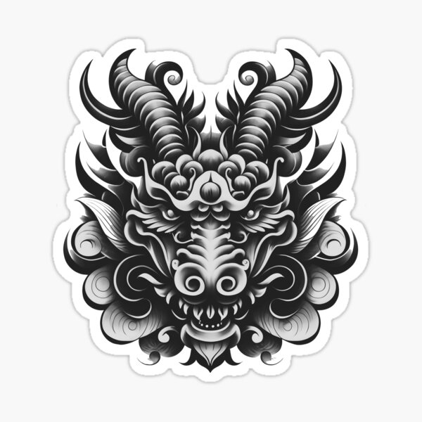 tribal dragon face tattoo