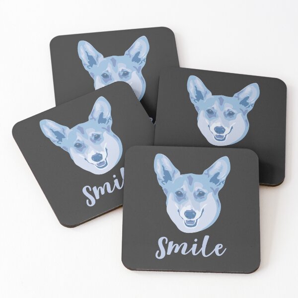 Item preview, DuFauna Blue Corgi Joyful Smile Dark Background designed and sold by DuFauna.