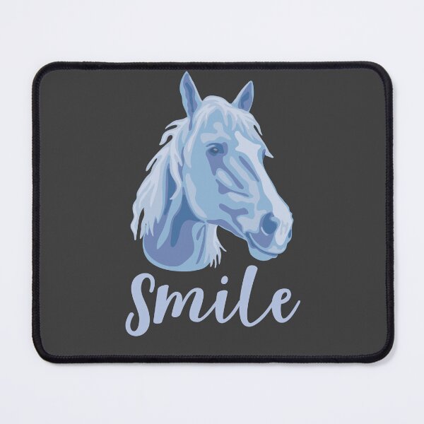 Artikelvorschau, DuFauna Blue Horse, fröhliches Lächeln, dunkler Hintergrund entworfen und verkauft von DuFauna.