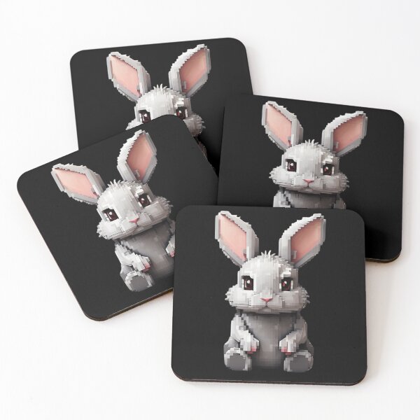 Item preview, Gray pixel rabbit designed and sold by HarriPaloma.