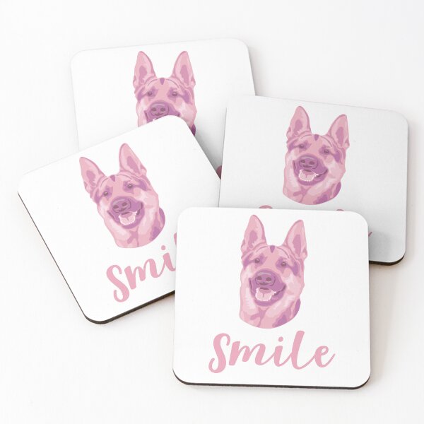 Item preview, DuFauna Pink German Shepherd Joyful Smile White 02-0811-01 designed and sold by DuFauna.